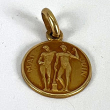 Load image into Gallery viewer, French Zodiac Gemini Starsign 18K Yellow Gold Charm Pendant
