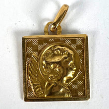 Load image into Gallery viewer, Vintage French Perroud Raphael’s Cherub 18K Yellow Gold Square Medal Pendant
