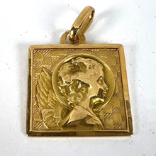 Load image into Gallery viewer, Vintage French Perroud Raphael’s Cherub 18K Yellow Gold Square Medal Pendant
