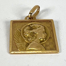 Load image into Gallery viewer, Vintage French Perroud Raphael’s Cherub 18K Yellow Gold Square Medal Pendant
