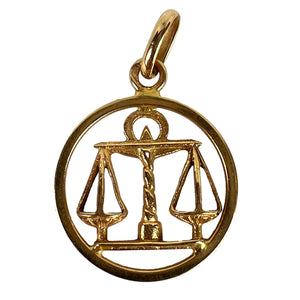 French Zodiac Libra Starsign 18K Yellow Gold Charm Pendant