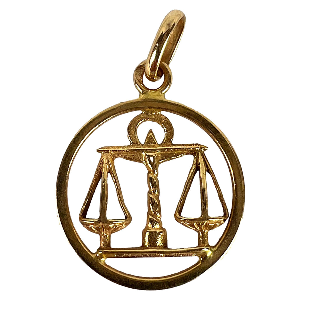 French Zodiac Libra Starsign 18K Yellow Gold Charm Pendant