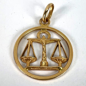 French Zodiac Libra Starsign 18K Yellow Gold Charm Pendant
