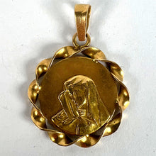 Load image into Gallery viewer, Italian 18K Yellow Gold Virgin Mary Twisted Frame Medal Pendant
