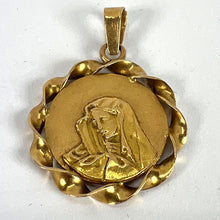 Load image into Gallery viewer, Italian 18K Yellow Gold Virgin Mary Twisted Frame Medal Pendant
