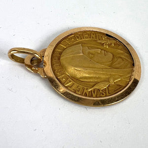 Vintage French Saint Isabelle of France 18 Karat Yellow Gold Medal Charm Pendant