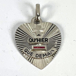 Augis More Than Yesterday Heart 18K White Gold Ruby Love Charm Pendant