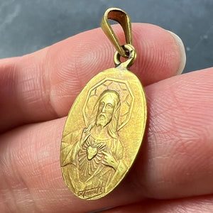 French Arnault Madonna and Child Sacred Heart 18K Yellow Gold Medal Pendant