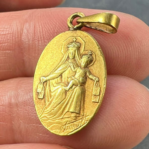 French Arnault Madonna and Child Sacred Heart 18K Yellow Gold Medal Pendant