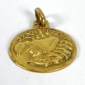 French 18K Yellow Gold Zodiac Cancer Charm Pendant