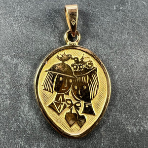 French Les Amoureux de Peynet Pair of Lovers 18K Yellow Gold Charm Pendant