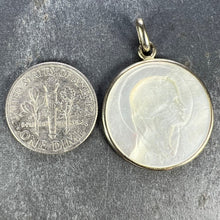 Load image into Gallery viewer, French Virgin Mary Mother of Pearl 18K White Gold Medal Pendant
