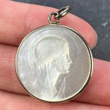 Load image into Gallery viewer, French Virgin Mary Mother of Pearl 18K White Gold Medal Pendant

