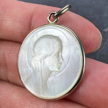 Load image into Gallery viewer, French Virgin Mary Mother of Pearl 18K White Gold Medal Pendant
