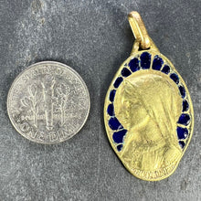 Load image into Gallery viewer, French Dropsy Virgin Mary Plique A Jour Enamel 18K Yellow Gold Pendant Medal
