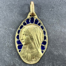 Load image into Gallery viewer, French Dropsy Virgin Mary Plique A Jour Enamel 18K Yellow Gold Pendant Medal
