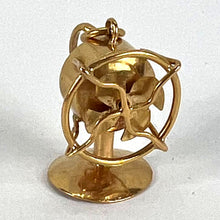 Load image into Gallery viewer, Vintage 18K Yellow Gold Mechanical Desk Fan Charm Pendant
