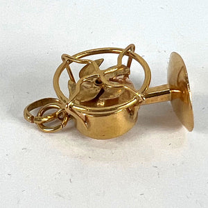 Vintage 18K Yellow Gold Mechanical Desk Fan Charm Pendant