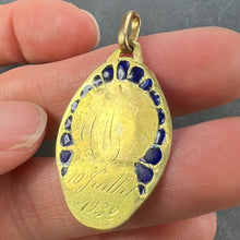 Load image into Gallery viewer, French Dropsy Virgin Mary Plique A Jour Enamel 18K Yellow Gold Pendant Medal
