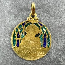 Load image into Gallery viewer, Becker Jesus Lamb of God Plique A Jour Enamel 18K Yellow Gold Pendant Medal
