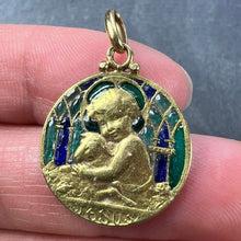 Load image into Gallery viewer, Becker Jesus Lamb of God Plique A Jour Enamel 18K Yellow Gold Pendant Medal
