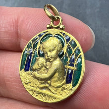 Load image into Gallery viewer, Becker Jesus Lamb of God Plique A Jour Enamel 18K Yellow Gold Pendant Medal
