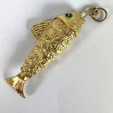 Load image into Gallery viewer, Large Vintage 18K Yellow Gold Articulated Lucky Fish Charm Pendant
