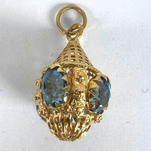 Load image into Gallery viewer, Large Vintage 18K Yellow Gold Blue Paste Etruscan Charm Pendant
