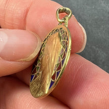 Load image into Gallery viewer, French E Dropsy Virgin Mary Plique A Jour Enamel 18K Yellow Gold Pendant Medal
