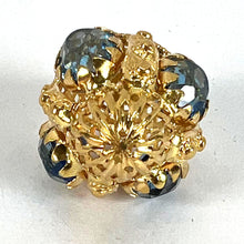 Load image into Gallery viewer, Large Vintage 18K Yellow Gold Blue Paste Etruscan Charm Pendant

