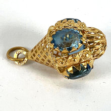 Load image into Gallery viewer, Large Vintage 18K Yellow Gold Blue Paste Etruscan Charm Pendant
