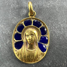 Load image into Gallery viewer, French Pierly Virgin Mary Plique A Jour Enamel 18K Yellow Gold Pendant Medal
