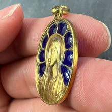 Load image into Gallery viewer, French Pierly Virgin Mary Plique A Jour Enamel 18K Yellow Gold Pendant Medal
