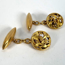 Load image into Gallery viewer, Art Nouveau French Mistletoe Leaves 18K Yellow Gold Cufflinks

