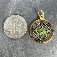 Load image into Gallery viewer, French Window Plique A Jour Enamel 18K Yellow Gold Pendant Medal
