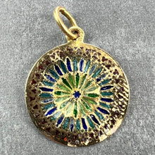 Load image into Gallery viewer, French Window Plique A Jour Enamel 18K Yellow Gold Pendant Medal
