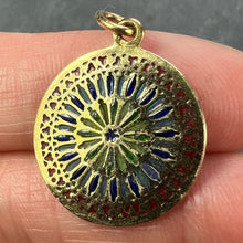 Load image into Gallery viewer, French Window Plique A Jour Enamel 18K Yellow Gold Pendant Medal
