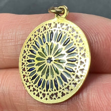 Load image into Gallery viewer, French Window Plique A Jour Enamel 18K Yellow Gold Pendant Medal
