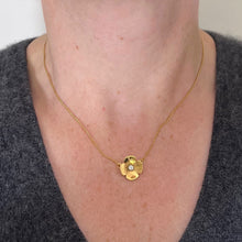 Load image into Gallery viewer, Vintage French Quatrefoil Flower 18K Yellow Gold Diamond Pendant Necklace

