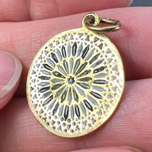 Load image into Gallery viewer, French Window Plique A Jour Enamel 18K Yellow Gold Pendant Medal
