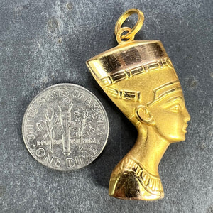 18K Yellow Gold Egyptian Nefertiti Bust Charm Pendant