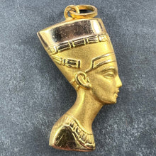 Load image into Gallery viewer, 18K Yellow Gold Egyptian Nefertiti Bust Charm Pendant
