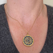 Load image into Gallery viewer, French Window Plique A Jour Enamel 18K Yellow Gold Pendant Medal
