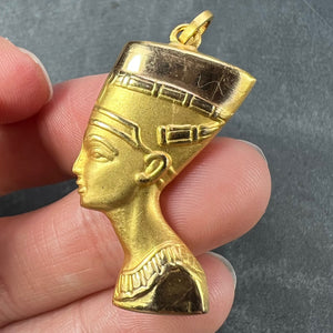 18K Yellow Gold Egyptian Nefertiti Bust Charm Pendant