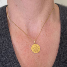 Load image into Gallery viewer, French Tairac Saint Joseph and Jesus 18K Yellow Gold Medal Pendant
