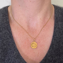 Load image into Gallery viewer, Antique French Saint Benedict 18 Karat Yellow Gold Medal Charm Pendant

