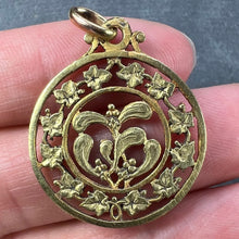 Load image into Gallery viewer, French Forever Love Mistletoe Ivy 18K Yellow Gold Charm Pendant
