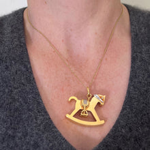 Load image into Gallery viewer, Al Angiolino &amp; Zogno Italian Large Rocking Horse 18K Yellow White Gold Diamond Pendant
