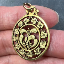 Load image into Gallery viewer, French Forever Love Mistletoe Ivy 18K Yellow Gold Charm Pendant
