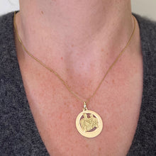 Load image into Gallery viewer, Vintage 14K Yellow Gold Abstract Art Couple Pendant Medal
